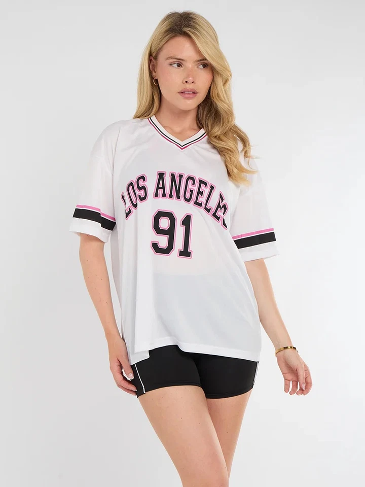 Oversized LA Varsity T-Shirt -White