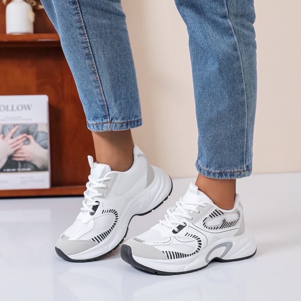 Chunky Sneakers – Unisex Fashion Sports Shoes -White\Grey