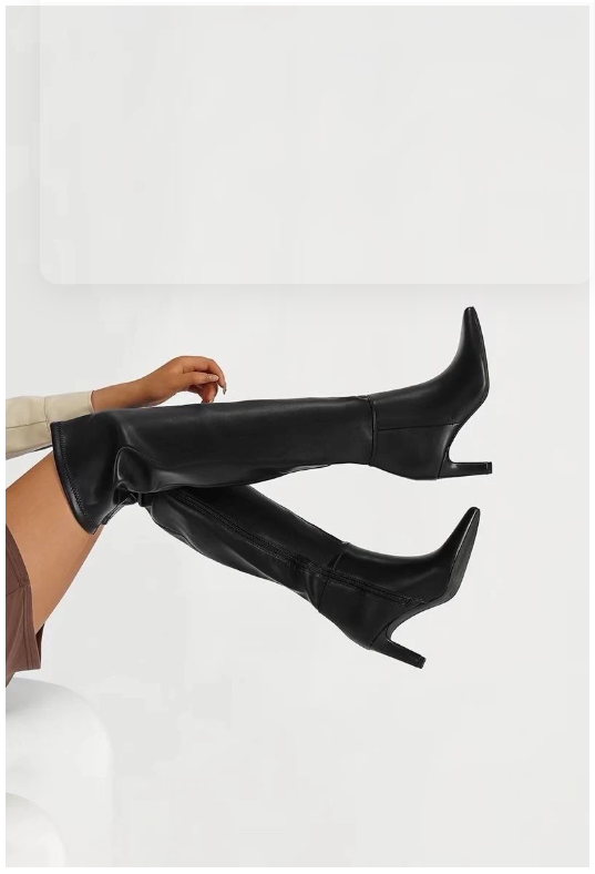 Over-the-Knee Heeled Boots for Women -Black