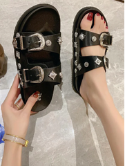 Double Buckle Sandal -Black