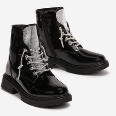 Kids: Ankle Boot with Rhinestone -Black