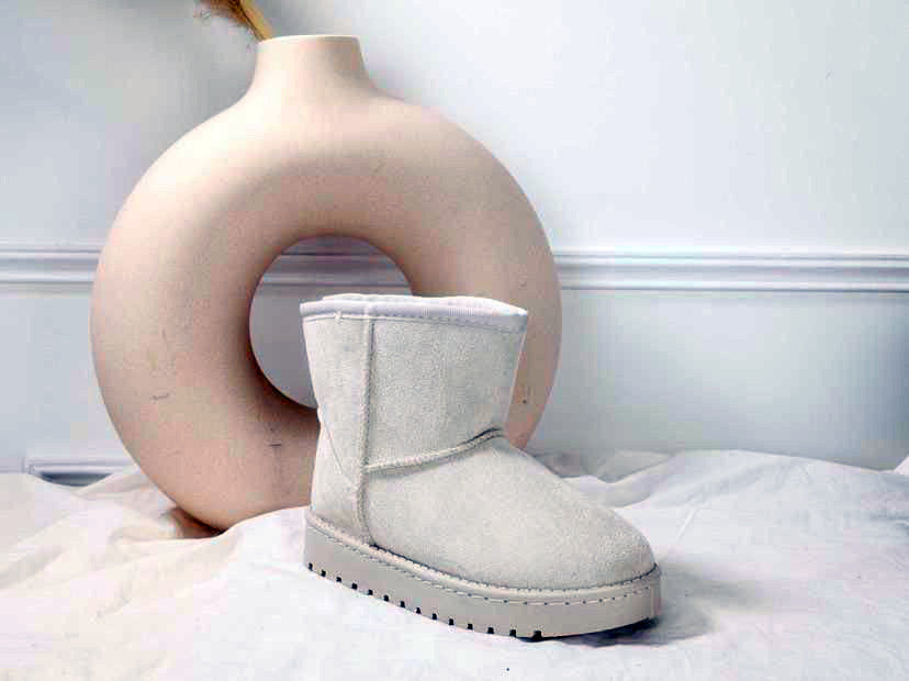 Kids: Faux Fur Mid Ankle Boots -Beige