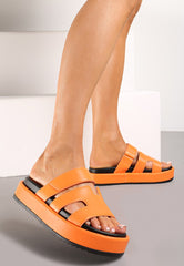 Cut-Out Design Slide Sandals -Orange