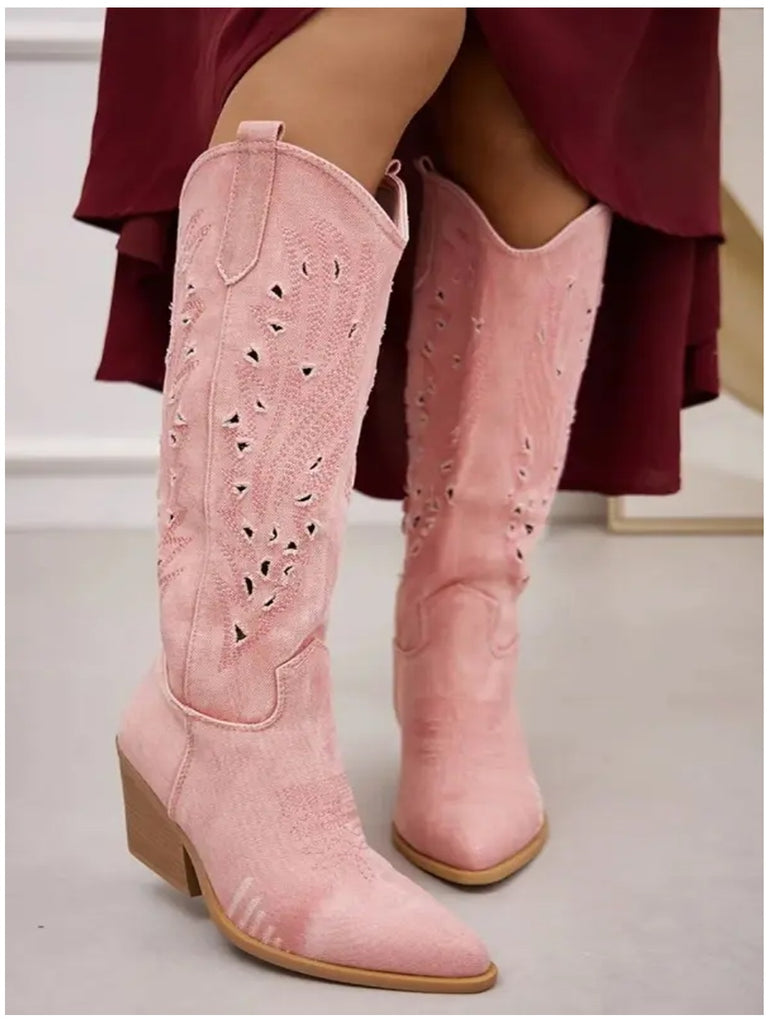Cowboy Boot Suede -Pink