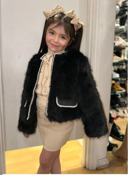 Kids: Fur Jacket -Black