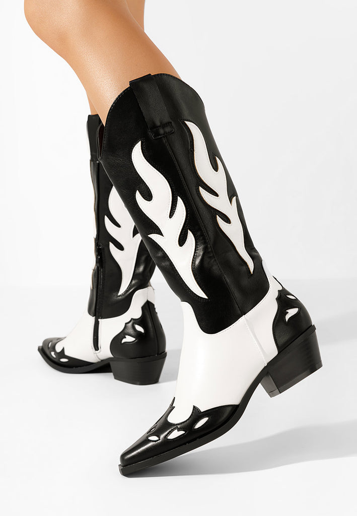 Two-Tone Cowboy Boots -Black