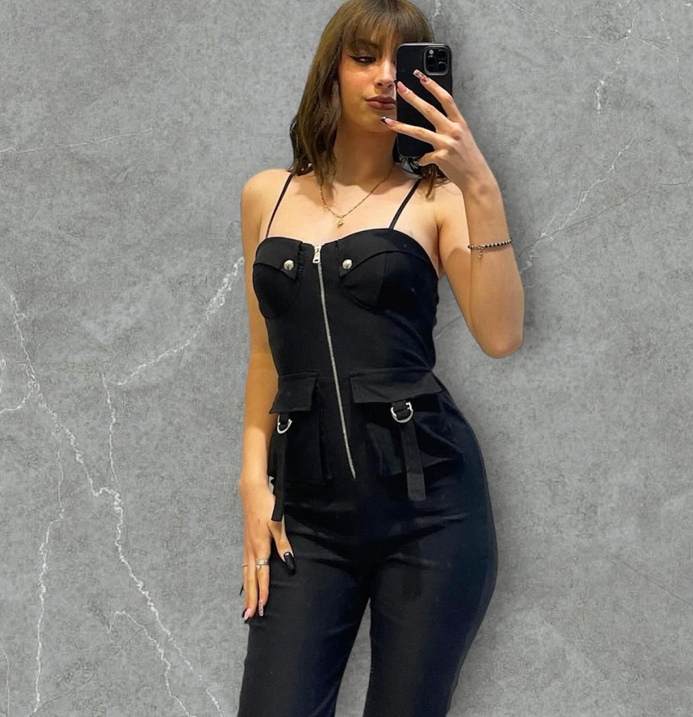 Cargo Jumpsuit -Black