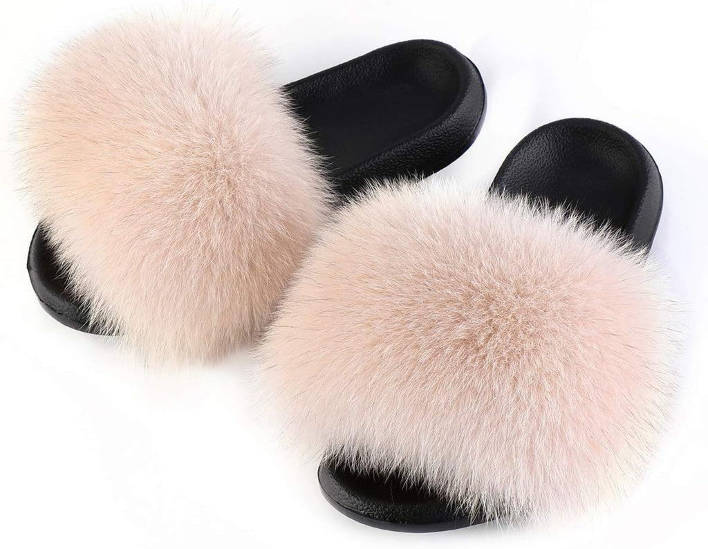 Faux Fur Sliders -Pink