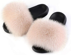 Faux Fur Sliders -Pink