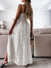 Women's Lace Maxi Romper -White