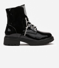 Kids: Ankle Boot with Rhinestone -Black