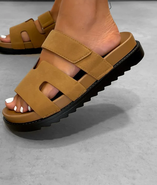 Chunky Sole Strap Sandals -Camel