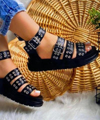 Gladiator Sandal Faux Leather -Black