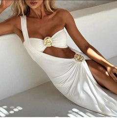 Swimwear 3Piece Cut-Out Maxi Dress -White