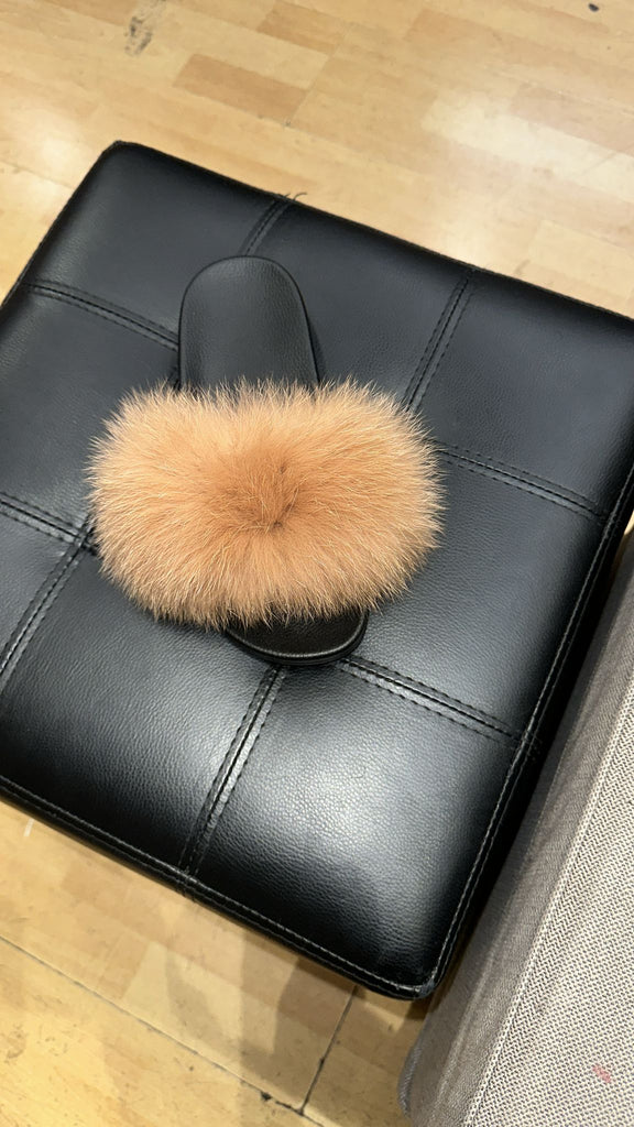 Faux Fur Sliders -Camel