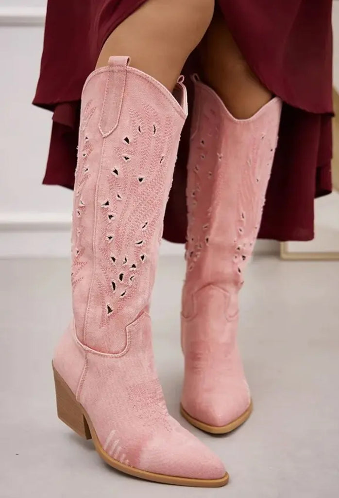 Cowboy Boot Suede -Pink