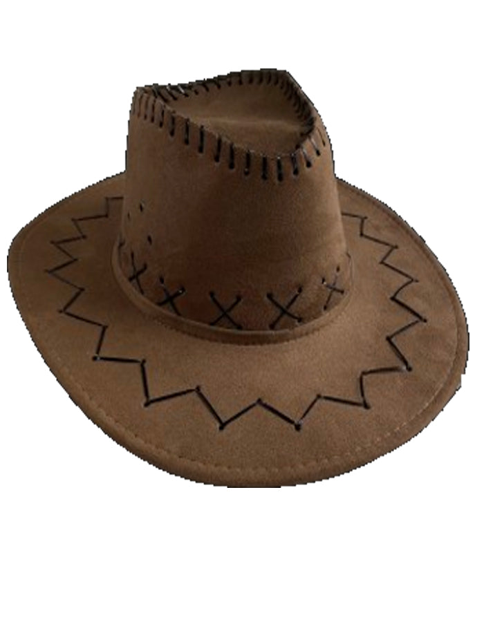 Tan Cowboy Hat with Black Stitching (Unisex) Light Tan Suede Cowboy Hat:  main image 3