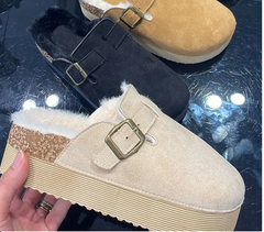 Fluffy Clogs -Beige