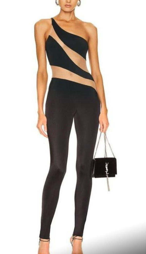 Snake Paneled Mesh Jumpsuit