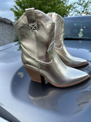 Cowboy Ankle Boots -Gold