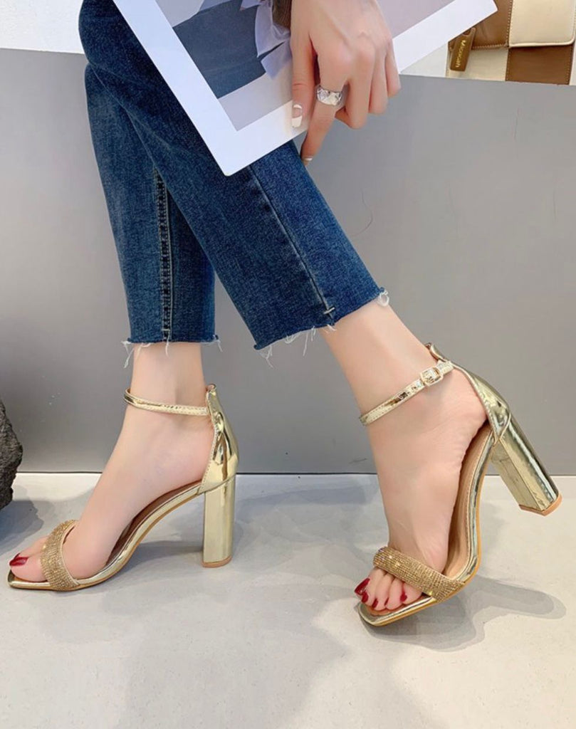 New Heel Sandals -Gold