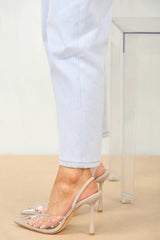 Diamante Detailed Perspex Slingback Heel -Nude