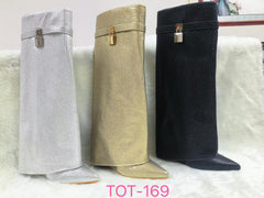 Sparkle Crystal Rhinestone Knee-High Boots -Gold