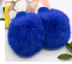 Extreme Faux Fur Oversized Slippers -Royal Blue