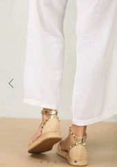Studded Closed Back Ankle Strap Sandals -Gold