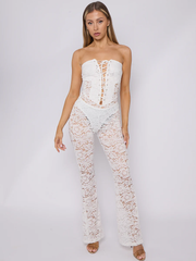 Lace Detail Bandeau Corset Jumpsuit -White