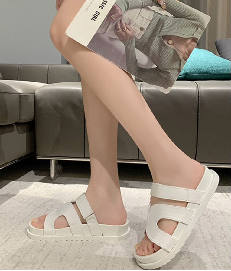 Chunky Sole Strap Sandals -White