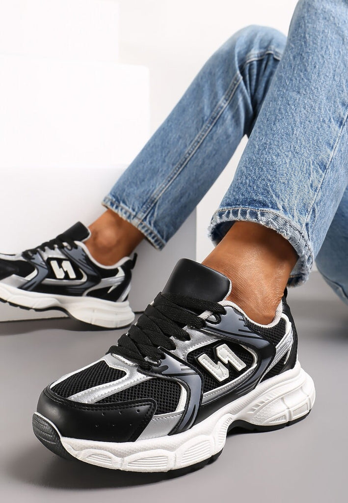 Chunky Comfortable Sneakers -Black\Silver