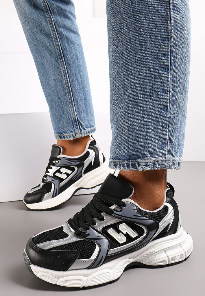 Chunky Comfortable Sneakers -Black\Silver