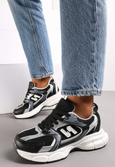 Chunky Comfortable Sneakers -Black\Silver