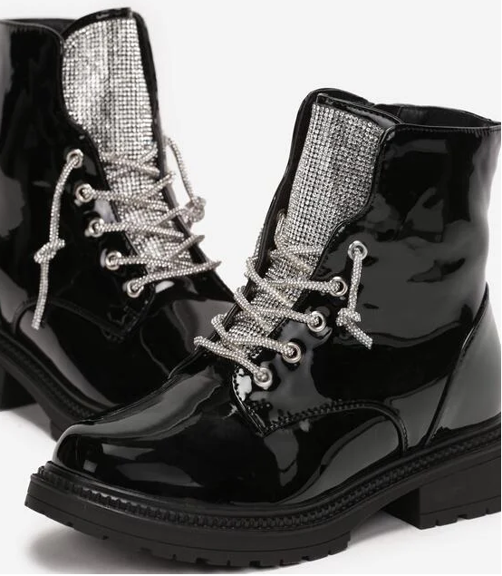 Kids: Ankle Boot with Rhinestone -Black