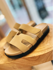 Faux Suede Gladiator Strap Sandal -Camel