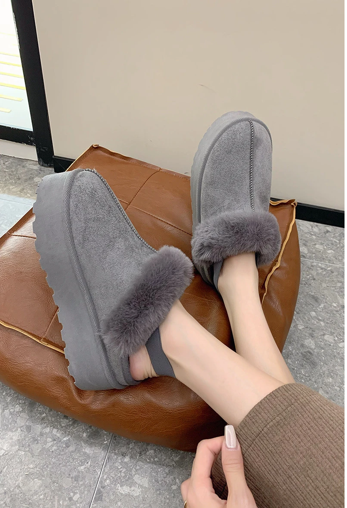 Fur-Lined Boots -Grey