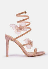 Satin Strappy Heels -Champagne