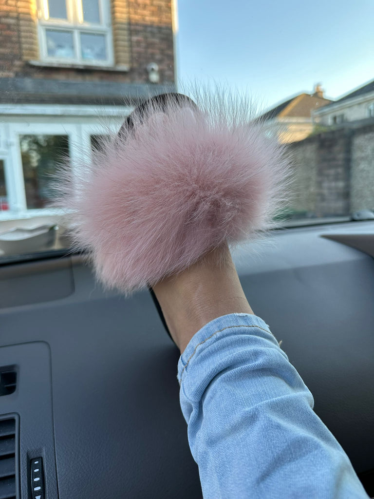 Faux Fur Sliders -Pink