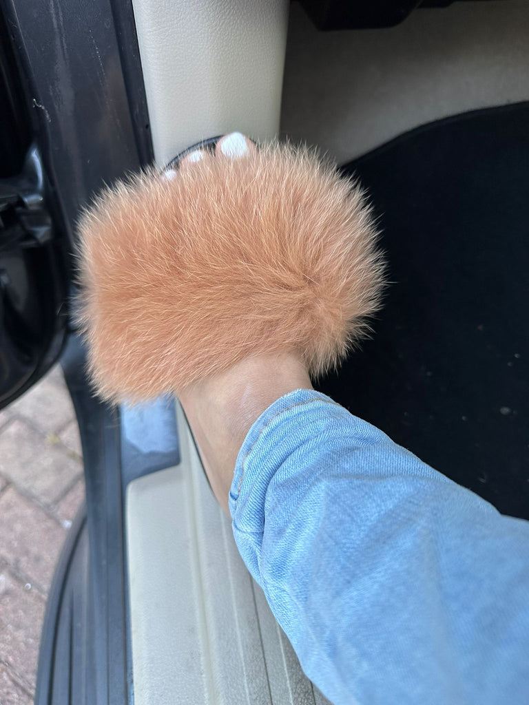 Faux Fur Sliders -Camel