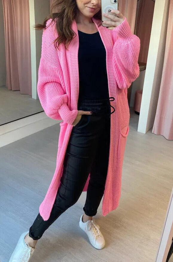 Chunky Knit Cardigan -Hot Pink