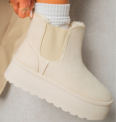 Platform Fur Lined Boot -Beige
