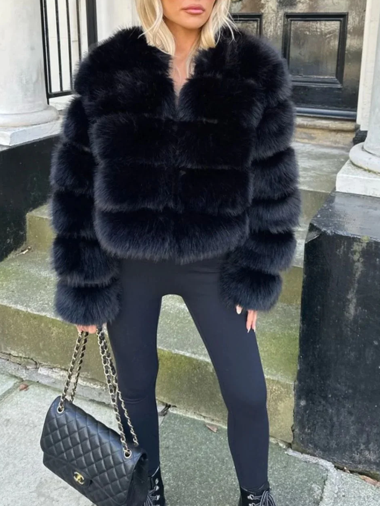 Faux Fur Jacket -Black