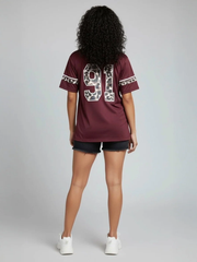 Leopard Print Los Angeles 91 Jersey T-Shirt -Wine