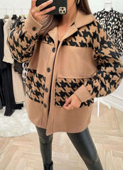 Two-tone Jacket Coat with buttons -Camel