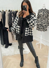 Two-tone Jacket Coat with buttons -Black/White