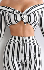 Stripe Tie Bardot Crop SET