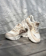PRINTED CHUNKY MESH TRAINER -BEIGE