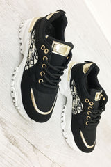 PRINTED CHUNKY MESH TRAINER -BLACK