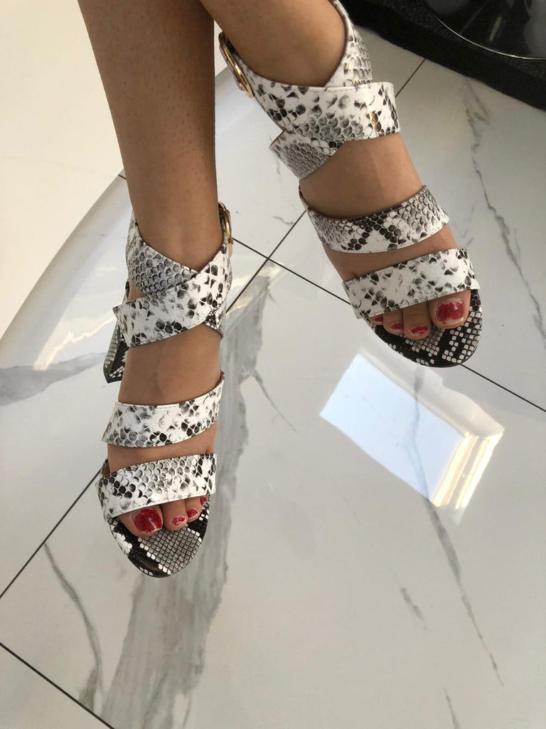 Block Heel -Croc Print